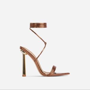 US Size 6, Ego Pointed Toe Brown Metallic Lace Up Heel